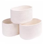 TINANA Woven Basket With Handles 3 Pack, Square Baskets for Storage Shelves, Storage Basket for Shelves, Toys, Book, Cloth Storage Baskets, Decorative Organizer for Living Room, Bathroom