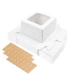TINANA Bakery Boxes with Window, 50 PCS 4x4x2.5 Inches White Bakery Boxes, Mini Cake Boxes for Pastries, Cookies, Pie, Donuts, Macaroon, Dessert