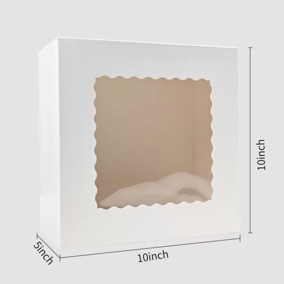 TINANA Cake Box with Window 24 PCS, 10x10x5 Inches White Bakery Boxes for Cake, Pastries, Pie, Chocolates, Cookies, for Birthday Party, Wedding, Valentine's Day