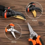 AKTECKE 4 Pack Professional Bypass Pruning Shears, Stainless Steel Cutter Clippers, Sharp Hand Pruner, Garden Trimmer Scissors Kit with Storage Bag