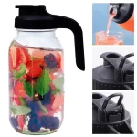 TINANA Cold Brew Coffee Maker, 64 oz Wide Mouth Mason Jar Pitcher with Stainless Steel Filter, Pour Spout Handle Lid, Heavy Duty Glass Airtight & Leak-Proof Pitcher for Iced Brew Coffee & Tea Lemonade