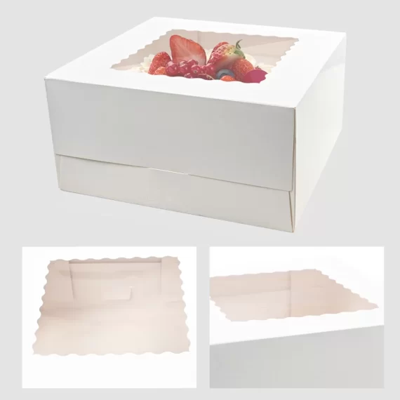 TINANA Cake Box with Window 24 PCS, 10x10x5 Inches White Bakery Boxes for Cake, Pastries, Pie, Chocolates, Cookies, for Birthday Party, Wedding, Valentine's Day