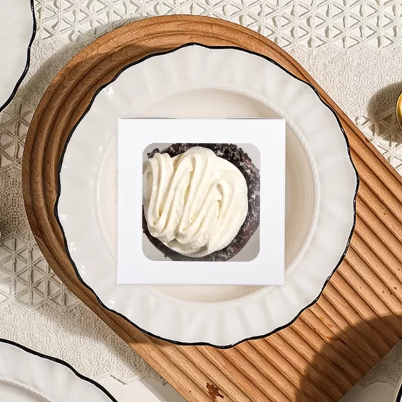 TINANA Bakery Boxes with Window, 50 PCS 4x4x2.5 Inches White Bakery Boxes, Mini Cake Boxes for Pastries, Cookies, Pie, Donuts, Macaroon, Dessert