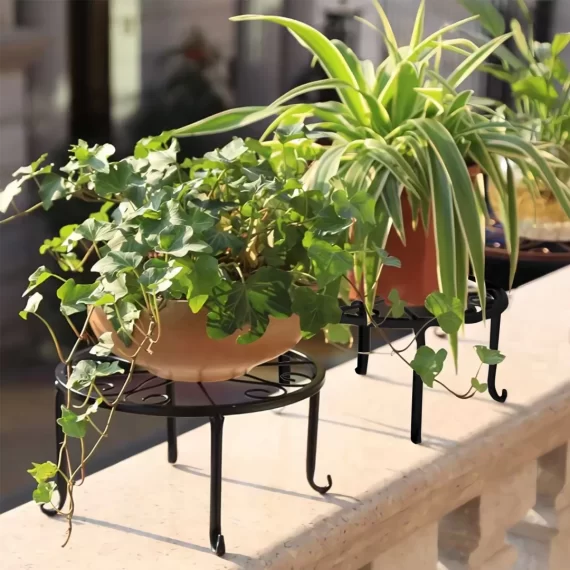 TINANA Metal Plant Stands: 5 Pack Heavy Duty Flower Pot Stands for Multiple Plant, Anti-Rust Iron Plant Pot Shelf, Decoration Racks for Home Indoor and Outdoor-Black