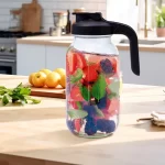 TINANA Cold Brew Coffee Maker, 64 oz Wide Mouth Mason Jar Pitcher with Stainless Steel Filter, Pour Spout Handle Lid, Heavy Duty Glass Airtight & Leak-Proof Pitcher for Iced Brew Coffee & Tea Lemonade