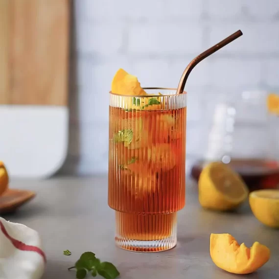 TINANA Glass Cups: Drinking Glasses Set of 6, Cocktail Glasses, Vintage Glassware, Whiskey Glasses, Coffee Bar Accessories, Iced Coffee Cups for Cute Gifts