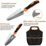 AKTECKE Garden Tool Set, Stainless Steel Heavy Duty Gardening Tool Set, with Non-Slip Rubber Grip, Storage Tote Bag, Outdoor Hand Tools, Ideal Garden Tool Kit Gifts