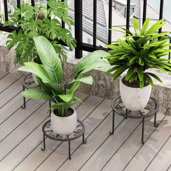 TINANA Metal Plant Stands: 5 Pack Heavy Duty Flower Pot Stands for Multiple Plant, Anti-Rust Iron Plant Pot Shelf, Decoration Racks for Home Indoor and Outdoor-Black