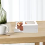 TINANA Bakery Boxes with Window, 50 PCS 4x4x2.5 Inches White Bakery Boxes, Mini Cake Boxes for Pastries, Cookies, Pie, Donuts, Macaroon, Dessert