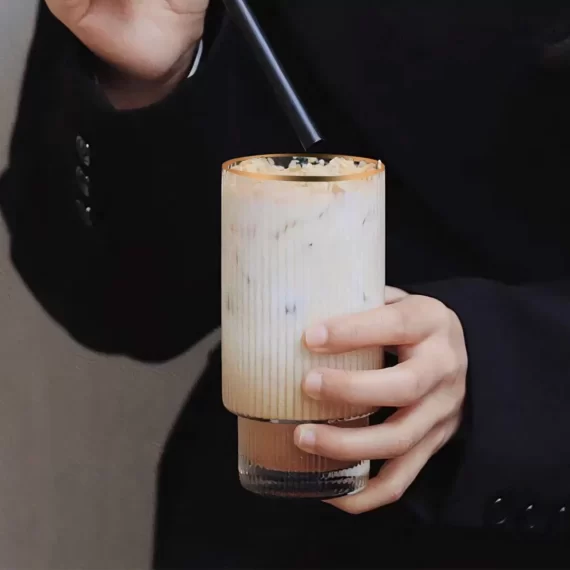 TINANA Glass Cups: Drinking Glasses Set of 6, Cocktail Glasses, Vintage Glassware, Whiskey Glasses, Coffee Bar Accessories, Iced Coffee Cups for Cute Gifts