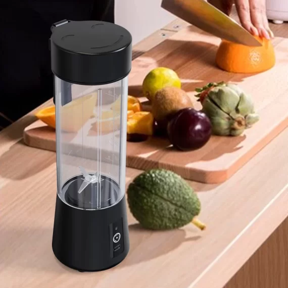 TINANA Portable Blender, 400 ml Personal Size Blender, Household Fruit Mixer for Shakes and Smoothies, USB Rechargeable with 6 Blade Mini Juicer Cup, Ideal for Travel, Home and Office-Black