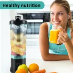 TINANA Portable Blender, USB Rechargeable with 600 ML Personal Juicer Cup, Household Fruit Mixer for Shakes and Smoothies, Ideal for Travel, Home and Office-Black