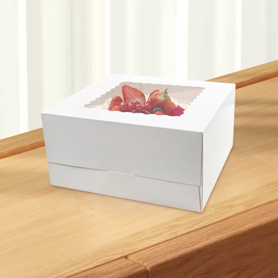 TINANA Cake Box with Window 24 PCS, 10x10x5 Inches White Bakery Boxes for Cake, Pastries, Pie, Chocolates, Cookies, for Birthday Party, Wedding, Valentine's Day