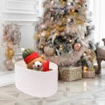 TINANA Woven Basket With Handles 3 Pack, Square Baskets for Storage Shelves, Storage Basket for Shelves, Toys, Book, Cloth Storage Baskets, Decorative Organizer for Living Room, Bathroom