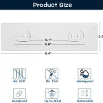 AKTECKE Shower Caddy Adhesive Replacement, No Drilling Transparent Adhesive Wall Hooks