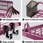 AKTECKE Corner Shower Caddy Organizer Shelf 2Pack Adhesive Shower Corner Organizer Shelves, No Drilling Stainless Steel Shower Storage Rack