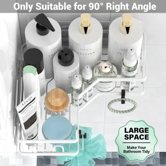AKTECKE Corner Shower Caddy Bathroom Organizer Adhesive Shower Rack Bathtub Shelves - 3Pack No Drilling Shower Shelf