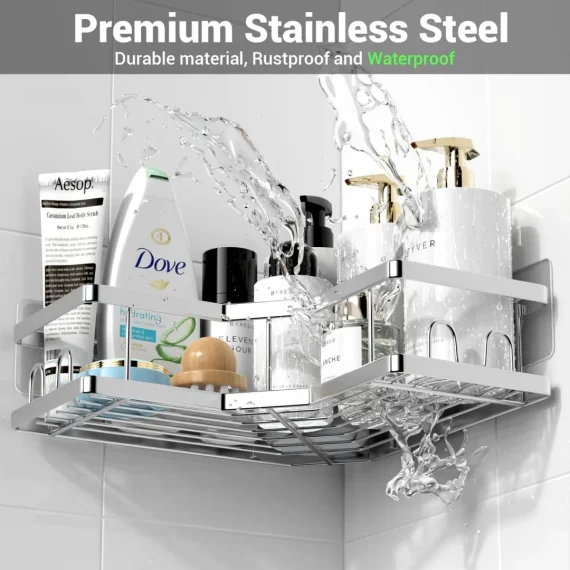 AKTECKE AKTECKE Corner Shower Caddy Bathroom Organizer Adhesive Shower Rack Bathtub Shelves - 3Pack No Drilling Shower Shelf