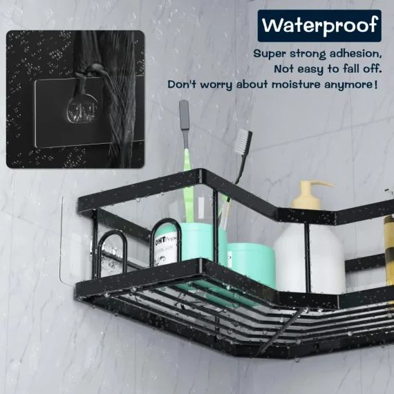 AKTECKE Shower Caddy Adhesive Replacement, No Drilling Transparent Adhesive Wall Hooks