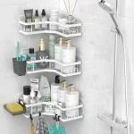 AKTECKE Corner Shower Caddy Bathroom Organizer Adhesive Shower Rack Bathtub Shelves - 3Pack No Drilling Shower Shelf