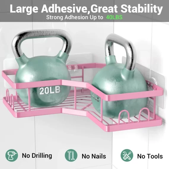AKTECKE AKTECKE Corner Shower Caddy Bathroom Organizer Adhesive Shower Rack Bathtub Shelves - 3Pack No Drilling Shower Shelf