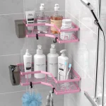 AKTECKE Corner Shower Caddy Organizer Shelf 2Pack Adhesive Shower Corner Organizer Shelves, No Drilling Stainless Steel Shower Storage Rack
