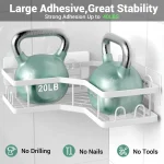 AKTECKE Corner Shower Caddy Bathroom Organizer Adhesive Shower Rack Bathtub Shelves - 3Pack No Drilling Shower Shelf