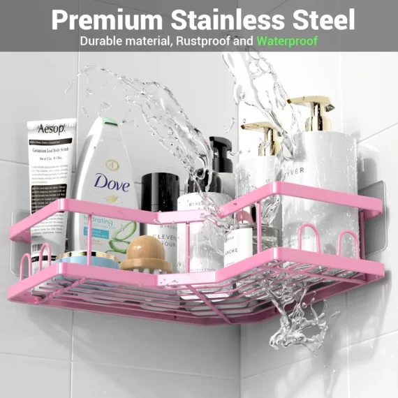 AKTECKE AKTECKE Corner Shower Caddy Bathroom Organizer Adhesive Shower Rack Bathtub Shelves - 3Pack No Drilling Shower Shelf