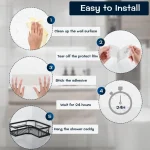AKTECKE Shower Caddy Adhesive Replacement, No Drilling Transparent Adhesive Wall Hooks