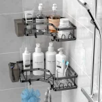 AKTECKE Shower Caddy Corner Organizer: 2Pack Adhesive Shower Shelf Essentials - No Drilling Stainless Steel Shower Storage Rack