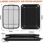 Air Fryer Basket For Oven, TINANA 9.5"X13" Stainless Steel Air Fryer Tray, Crisper Tray Non-Stick Oven Baking Tray with Elevated Mesh, 2 in 1 Bakeware Set - Black