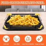 Air Fryer Basket For Oven, TINANA 9.5"X13" Stainless Steel Air Fryer Tray, Crisper Tray Non-Stick Oven Baking Tray with Elevated Mesh, 2 in 1 Bakeware Set - Black