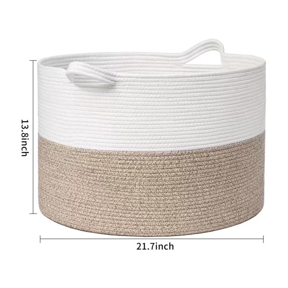 Large Woven Basket With Handles, TINANA Storage Basket for Organizing, Dog Toy Bin, Laundry Basket, Shoe Baske, Blanket Basket for Living Room, Bedroom, Laundry, Nursery