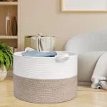 Large Woven Basket With Handles, TINANA Storage Basket for Organizing, Dog Toy Bin, Laundry Basket, Shoe Baske, Blanket Basket for Living Room, Bedroom, Laundry, Nursery