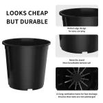 TINANA Plastic Plant Nursery Pots 15 Pack, Black 1.5 Gallon Round Nursery Pot with Drainage Holes, Flower Seedlings, Cuttings and Transplanting Seedling Pots for All Your Gardening Needs