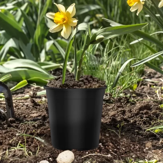 TINANA Plastic Plant Nursery Pots 15 Pack, Black 1.5 Gallon Round Nursery Pot with Drainage Holes, Flower Seedlings, Cuttings and Transplanting Seedling Pots for All Your Gardening Needs