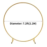 Round Balloon Arch Kit, 7.2 Feet Balloon Hoop Stand, Gold Metal Balloon Circle Frame, Big Size Backdrop Stand for Birthday, Wedding, Baby Shower, Grad Party Decoration