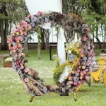 Round Balloon Arch Kit, 7.2 Feet Balloon Hoop Stand, Gold Metal Balloon Circle Frame, Big Size Backdrop Stand for Birthday, Wedding, Baby Shower, Grad Party Decoration