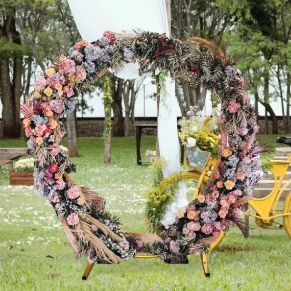 Round Balloon Arch Kit, 7.2 Feet Balloon Hoop Stand, Gold Metal Balloon Circle Frame, Big Size Backdrop Stand for Birthday, Wedding, Baby Shower, Grad Party Decoration