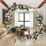 Round Balloon Arch Kit, 7.2 Feet Balloon Hoop Stand, Gold Metal Balloon Circle Frame, Big Size Backdrop Stand for Birthday, Wedding, Baby Shower, Grad Party Decoration