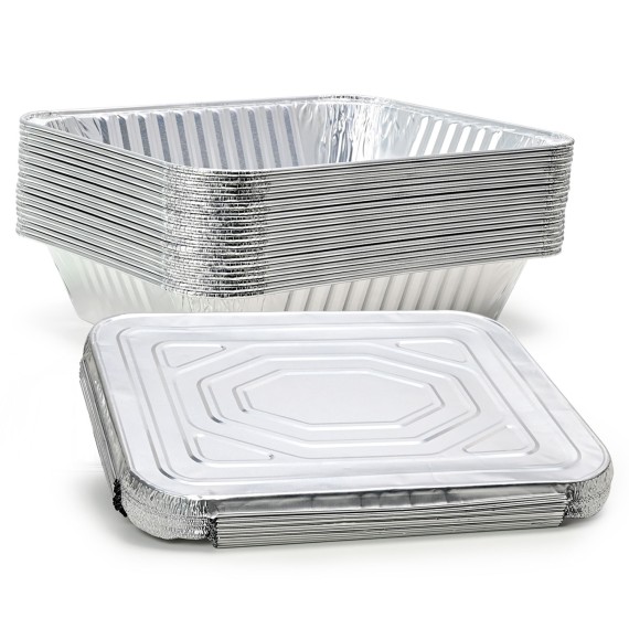 Aluminum Foil Pans with Lids: TINANA 9x13 Disposable Foil Pans with Covers, 20 Pack Food Containers Great for Baking, Cooking, Heating, Storing, Prepping Food