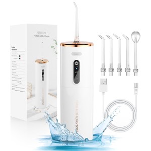 TINANA Water Dental Flosser: Portable Cordless Electric Water Pick with 5 Jet Tips, 3 Modes Rechargeable Oral Irrigator with 280ml Water Tank, IPX7 Waterproof for Teeth Cleaning-All White