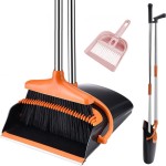 TINANA Broom and Dustpan Set with 45.3" Long Handle, Windproof Stand Up Dustpan with Broom Combo for Home Kitchen Room Office Lobby Floor Use