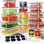 40 Piece Food Storage Containers with Lids 20 Containers and 20 Lids, Plastic Food Containers with Lids for Kitchen Storage and Organization
