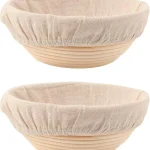 Bread Proofing Basket Set of 2, 9 Inch Round, 10 Oval Cane Sourdough Baskets with Lame, Dough Scraper Linen Liner Basting Brush for Making Baking Fermentation