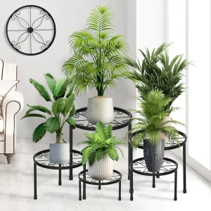 Metal Plant Stands, 5 Pack Heavy Duty Flower Pot Stands for Multiple Plant, Anti Rust Iron Plant Pot Shelf, Decoration Racks for Home Indoor and Outdoor